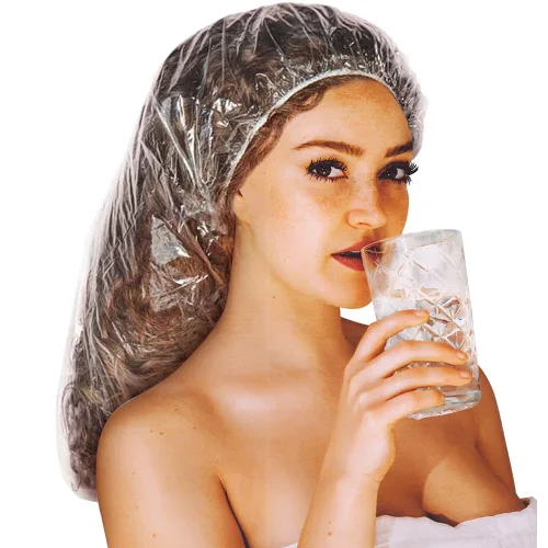 Miniatura 10 de Gorro de ducha de 30 piezas, desechable, de plástico, impermeable, para spa, extra grande, para mujeres, viajes, uso doméstico, peluquería XL-30