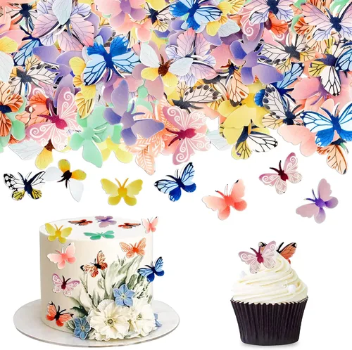 Miniatura 15 de Ercadio Paquete de 30 adornos de mariposa 3D para tartas – Mezcla de mariposas rosadas, impermeables, para baby shower, cumpleaños, boda, fiesta
