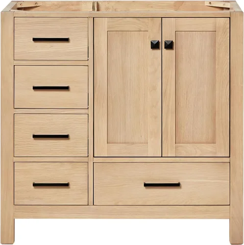 Miniatura 53 de ARIEL Cambridge - Mueble base de tocador de baño de 36 pulgadas, madera maciza, 2 puertas de cierre suave, 5 cajones de cola de milano