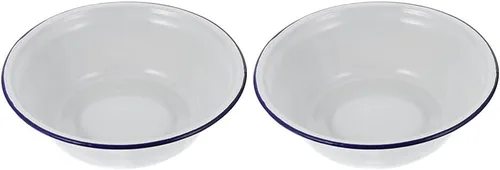 Housoutil Cuenca esmaltada de 2 uds. Cuenco de mezcla de cocina para baño, platos de lavabo, ensalada de frutas, fideos, cuenco de almacenamiento