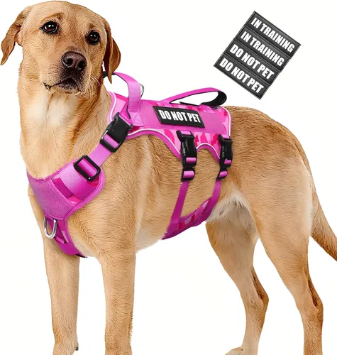 Miniatura 20 de WINSEE - Arnés para perro a prueba de fugas, arnés Molle de servicio y trabajo con doble asa, chaleco táctico para mascotas con 4 parches