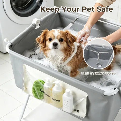 Miniatura 6 de Bañera para Perros Estación de Lavado de Perros con Cepillo para Perros Pequeños y Medianos, Gatos, Bañera B4 Plegable para Perros para Baño y Aseo