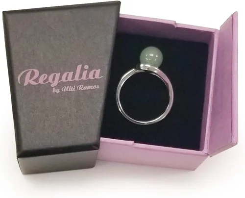 Miniatura 2 de Regalia by Ulti Ramos Anillo de cuentas de jade real verde de 0315in en plata de ley tamaño 7