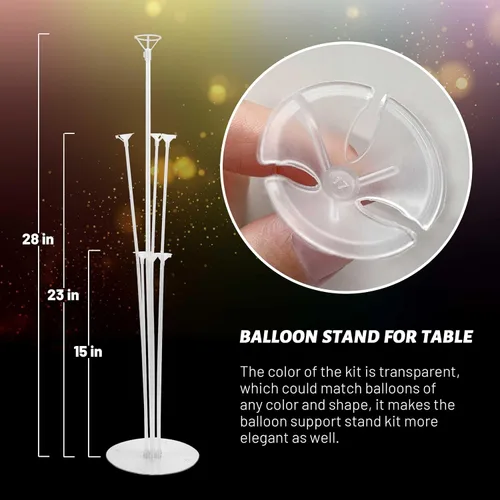 Miniatura 2 de JOYYPOP Juego de 10 soportes para globos, palos de globo con base, suministros para fiestas, cumpleaños, graduación, fiesta, decoración de boda