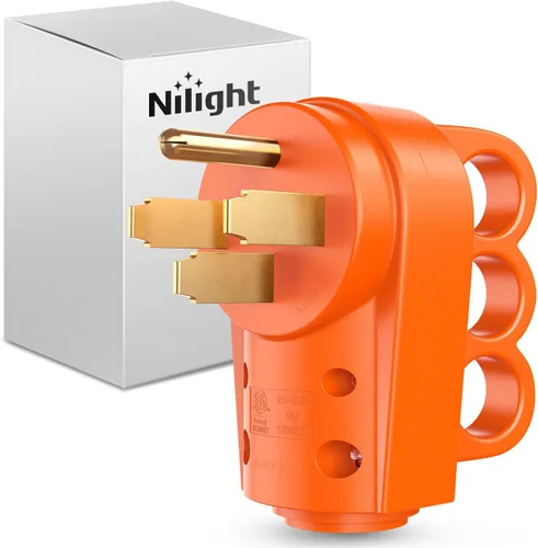 Nilight Enchufe de repuesto para autocaravana de 50 amperios, 125/250 voltios, macho con mango ETL listado NEMA 14-50P para caravana, autocaravana,
