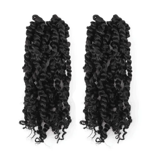 Miniatura 28 de TOYOTRESS Tiana Passion Twist Hair - Cabello Passion Twist de 16 pulgadas, trenzas pretrenzadas de ganchillo negro natural, extensiones de cabello 1b