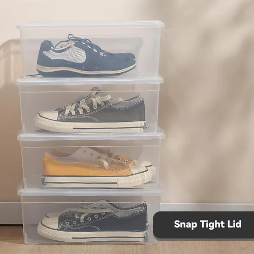 Miniatura 7 de novelinks Contenedores de almacenamiento de plástico transparente de 6 cuartos con tapas transparentes, caja apilable, contenedor organizador