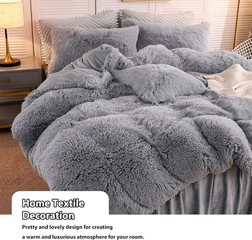 Miniatura 6 de LIFEREVO Paquete de 2 fundas de almohada de felpa lanuda de pelo sintético de terciopelo reverso, 20 x 36 pulgadas, fundas de almohada decorativas