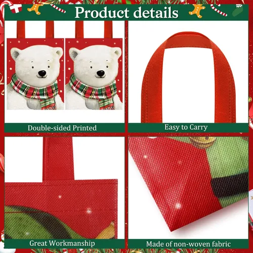 Miniatura 3 de Photect 32 Bolsas de Regalo de Navidad a Granel Reutilizables Bolsa de Golosinas de Animales Navideños con Asa Bolsas de Mano No Tejidas Muñeco