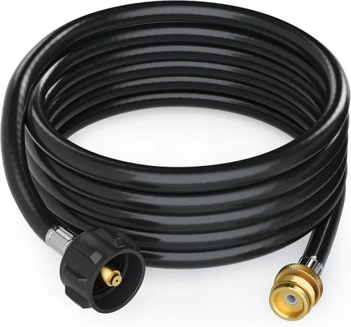 Miniatura 11 de Manguera adaptadora de propano trenzada de acero inoxidable de 5 pies para calentador Buddy y parrilla Blackstone, convertidor de tanque de 1 libra