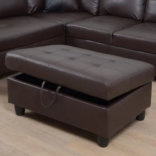 Miniatura 11 de A Ainehome Otomana, moderna otomana de cuero para sala de estar, apartamento y espacio pequeño (tamaño: 28.5 x 19 x 17.5 pulgadas de alto, A-negro)