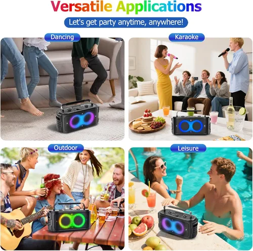 Miniatura 8 de Altavoz Bluetooth Portátil 300W Pico Sonido Grande Potente Fuerte Graves Profundos Boombox Inalámbrico Grande con Subwoofer DSP Luz LED para Fiestas