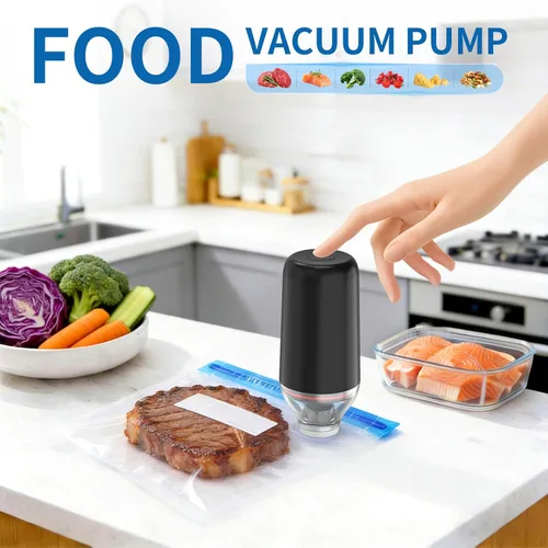 Miniatura 3 de Sellador al vacío de mano, bomba de vacío Sous Vide, sellador al vacío de mano recargable para almacenamiento de alimentos, camping, Sous Vide, Negro