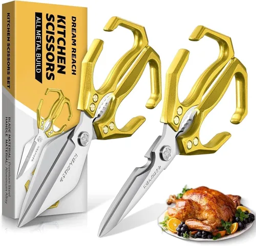 Miniatura 16 de Dream Reach Tijeras para aves de corral, Alemania, tijeras de cocina resistentes con cuchillo, abridor de botellas, caja de regalo, tijeras