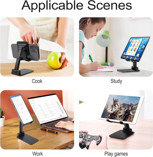Miniatura 6 de Cute Retro Roller Skates Portable Cell Phone Stand Foldable Desktop Phone Holder Adjustable Height Angle with Print Pattern black-style-21