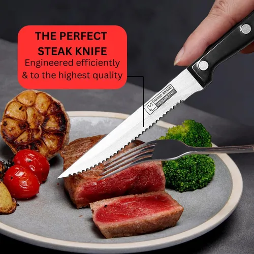 Miniatura 6 de ToolUSA KITCHEN DIVA - Paquete de 2 cuchillos de carne dentados de 8.5 pulgadas Construcción de acero inoxidable Cuchillas dentadas afiladas
