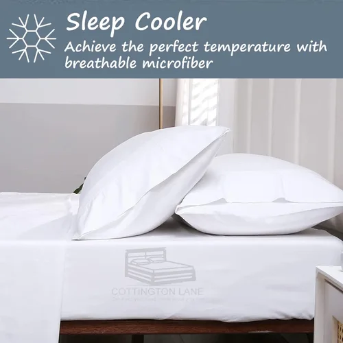 Miniatura 2 de Sábanas extra largas de tamaño individual XL para dormitorio, sábanas de microfibra súper suave, ropa de cama de lujo de hotel, sábanas de Blanco