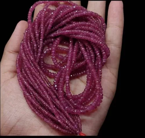 Miniatura 5 de Krishiv Exports - Cuentas facetadas de rubí natural raras/Cuentas facetadas de rubí/Rubí facetado Rondelle/Rubí Piedra preciosa/Rubí/16 "Strand/2.5