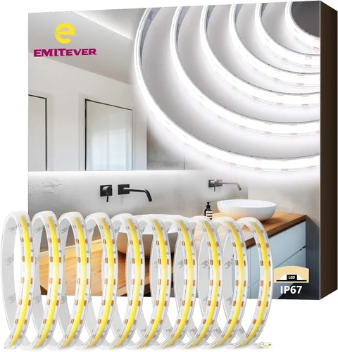 Miniatura 9 de EMITEVER COB - Tira de luces LED impermeable IP67, 2700 K, blanco cálido, para exteriores, 24 V, cinta LED de silicona regulable, iluminación