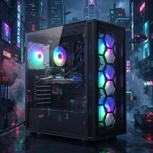 Miniatura 4 de STGAubron Computadora de escritorio para juegos, AMD Ryzen 5 2600 hasta 3.9G, Radeon RX 580 16G, 16G DDR4, 512G SSD, WiFi 6, BT 5.0, ventilador RGB