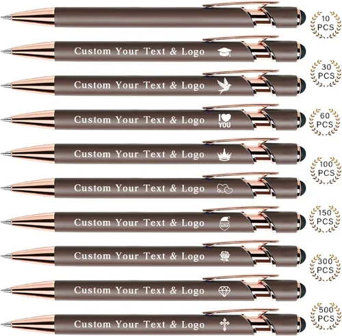Miniatura 25 de Bolígrafos personalizados a granel, bolígrafos personalizados con nombre/logotipo en ambos lados, regalo de tinta negra, bolígrafo grabado con lápiz