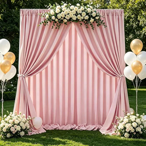 Miniatura 64 de Cortinas de Telón de Fondo Blanco de 2 Paneles 5 x 1,5 m de Poliéster, Telón de Fondo para Fotografía, Cortinas para Decoración de Fondo de Boda