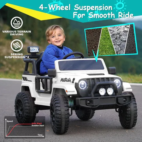 Miniatura 4 de Joywhale - camión para niños de 12V, vehículo eléctrico motorizado alimentado por batería para niños, con control remoto, suspensión de 4 ruedas