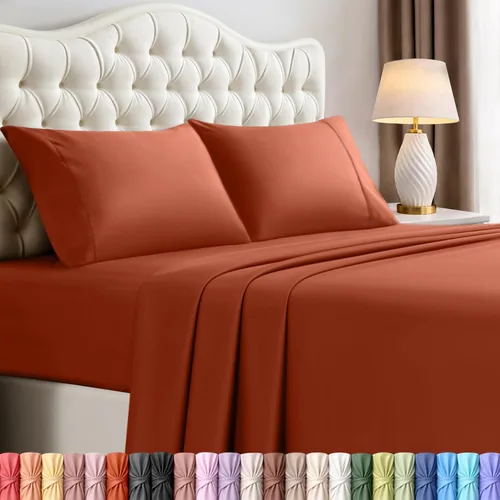 Juego de sábanas King de Utopia Bedding – 4 piezas de sábanas para cama tamaño King, microfibra suave y transpirable, incluye 1 sábana bajera, 1