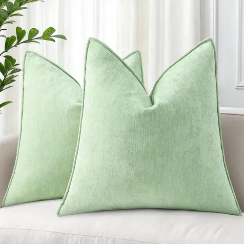 Miniatura 21 de decorUhome - Fundas de Cojín para Sofá 16x16 pulgadas Set de 2, Decorativas Suaves Euro Neutras de Felpilla con Diseño Elegante, Aqua Haze