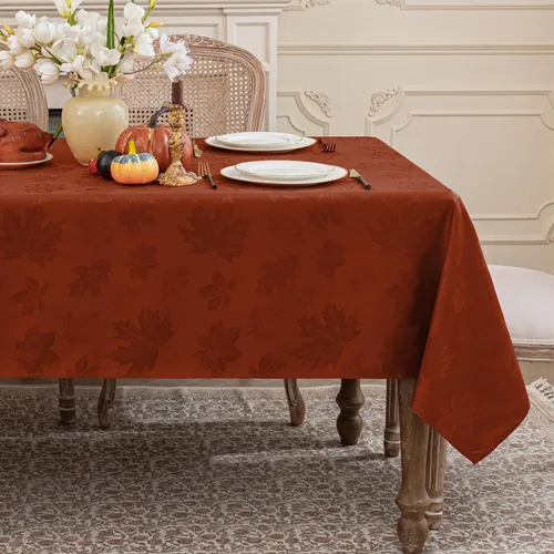 Miniatura 9 de Softalker Mantel de Jacquard de Otoño - Cubierta de Mesa Rectangular con Hojas de Arce de Acción de Gracias, Manteles Impermeables de Cosecha Otoñal