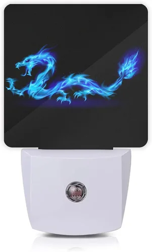 Luz nocturna de dragón azul, luces nocturnas enchufables de 0.5 W, aptas para dormir, para niños y niñas, luz nocturna LED con sensor de atardecer a