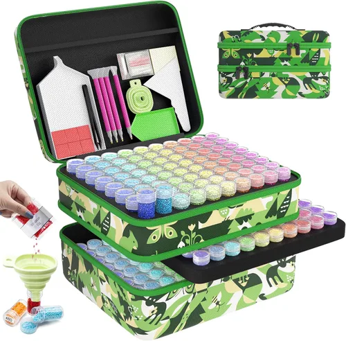 Miniatura 25 de ARTDOT Contenedor de almacenamiento de 30 ranuras para kits de arte de diamantes para adultos, cajas de almacenamiento portátiles de cuentas