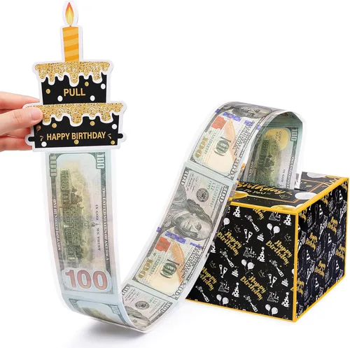 Miniatura 21 de Caja de dinero de cumpleaños para regalo en efectivo, cajas de regalo sorpresa para dinero, caja de dinero con tarjeta de feliz cumpleaños extraíble