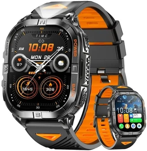 Reloj inteligente militar para hombre de 2.13 pulgadas, compatible con dispositivos Android y iPhone, GPS/rastreador de ejercicio/brújula,