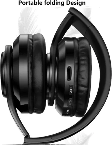 Miniatura 7 de Auriculares Bluetooth sobre la oreja, auriculares inalámbricos con reducción de ruido y micrófono/bajo profundo, auriculares LED plegables y ligeros