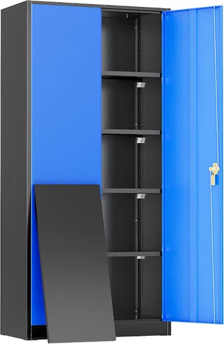 Miniatura 26 de Greenvelly Gabinete de almacenamiento de metal, gabinete de almacenamiento de metal con bloqueo de 63" de alto con puertas y 4 estantes, armarios