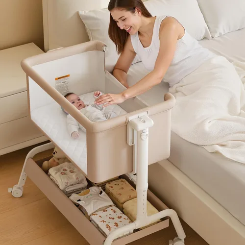 Moisés de bebé 3 en 1, moisés mecedor, moisés de noche para bebé, cuna estable y segura para recién nacido y bebé, 6 alturas ajustables con ruedas,