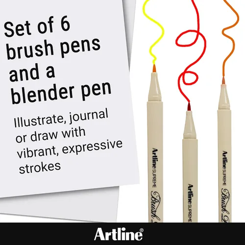 Miniatura 2 de Artline SUPREME - Bolígrafos de pincel Certificado AP seguro para niños Tinta resistente a la desenfoque EPFS-F Punta de pincel flexible que