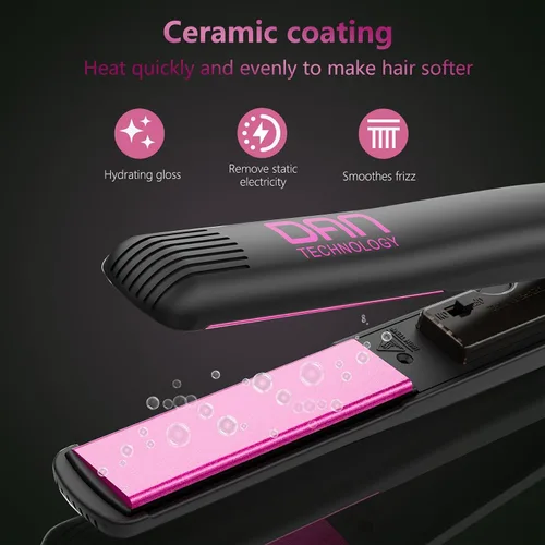 Miniatura 5 de DAN Technology Plancha plana de cerámica de 1 pulgada, plancha de pelo de temperatura ajustable de 500 grados, calentamiento rápido, doble voltaje