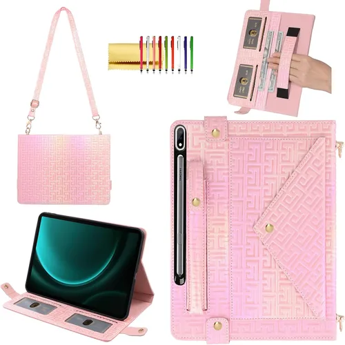 Miniatura 18 de Bolso Funda para Samsung Galaxy Tab S10 FE/S9 FE 10.9"/S9/S8/S7 11", Techcircle Folio con Soporte Cruzado, Billetera con Ranura para Lápiz S Pen