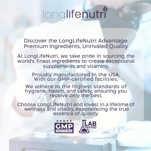 Miniatura 8 de LongLifeNutri Ácido R-alfa lipoico estabilizado de 300 mg – Suplemento Na-RALA de alta potencia para energía celular y función metabólica, 120