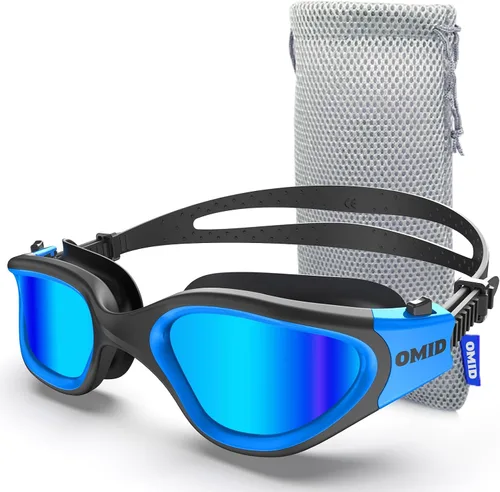 OMID P2 Lite - Gafas de natación cómodas antivaho para hombres, mujeres, adultos y jóvenes Lente B2-azul Marco Blueblack