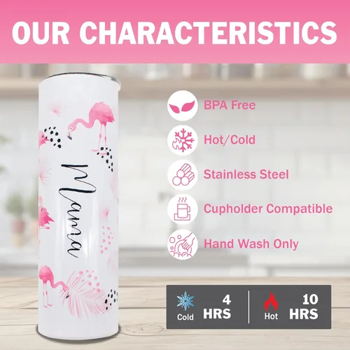 Miniatura 3 de AVITO Vaso aislado de acero inoxidable, 20 onzas, flamenco, personalizado, vacaciones, regalo de dama de honor