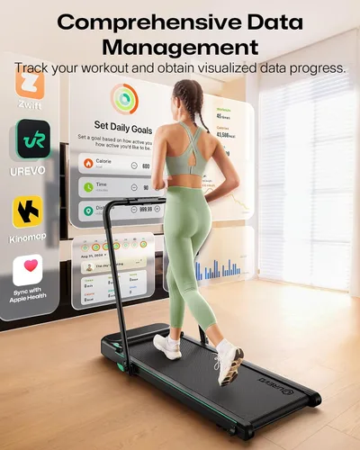 Miniatura 6 de UREVO Strol 2E Caminadora plegable inteligente 2 en 1, almohadilla compacta para caminar con mango de seguridad, Plug and Play, caminadora