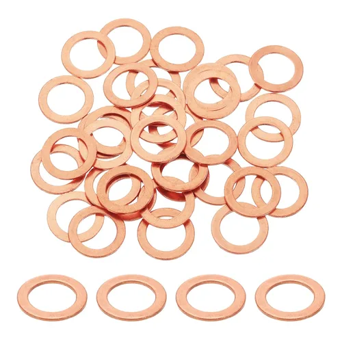 Miniatura 13 de uxcell 75 anillos de sellado de arandela plana M36 de cobre, 1.417 in ID 1.654 in OD 0.059 in de grosor, arandelas de trituración de cobre, junta
