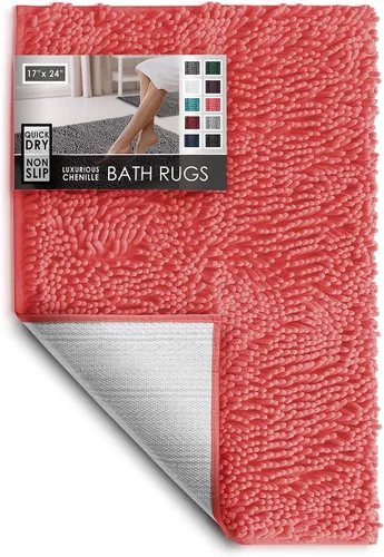 Miniatura 104 de Hearth & Harbor Alfombras de baño, tapete de baño de chenilla - Alfombras de baño lavables a máquina para baño con respaldo antideslizante de goma