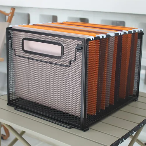 Miniatura 2 de SETTFRFE Paquete de 2 organizadores de archivos, cajas de archivos de metal para carpetas colgantes, organizador de carpetas colgantes