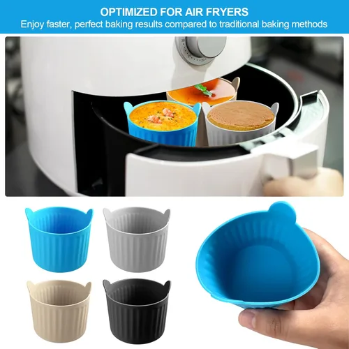 Miniatura 3 de 8 piezas de moldes de silicona de grado alimenticio de primera calidad, accesorios antiadherentes para freidora de aire, moldes para huevos