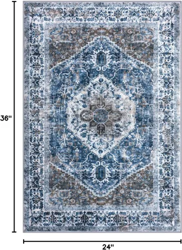 Miniatura 2 de KOZYFLY Alfombra Pequeña de Área 2x3 Pies Alfombras para Entrada Lavable Boho Alfombra de Entrada Antideslizante Tapete de Puerta Interior Entrada