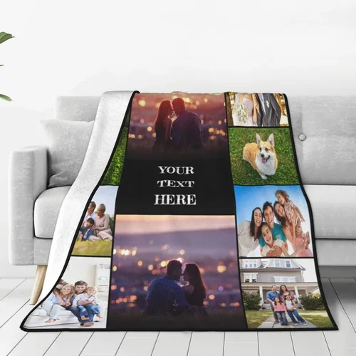 Miniatura 12 de Manta personalizada con texto fotográfico, manta personalizada de franela polar para cumpleaños familiar, regalo de Navidad, boda, se adapta al